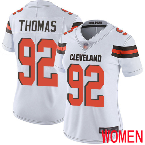 Cleveland Browns Chad Thomas Women White Limited Jersey #92 NFL Football Road Vapor Untouchable